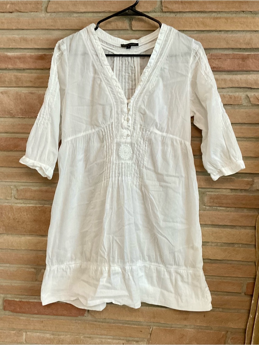 Karma Highway White Cotton Gauze Boho Tunic Dress Medium